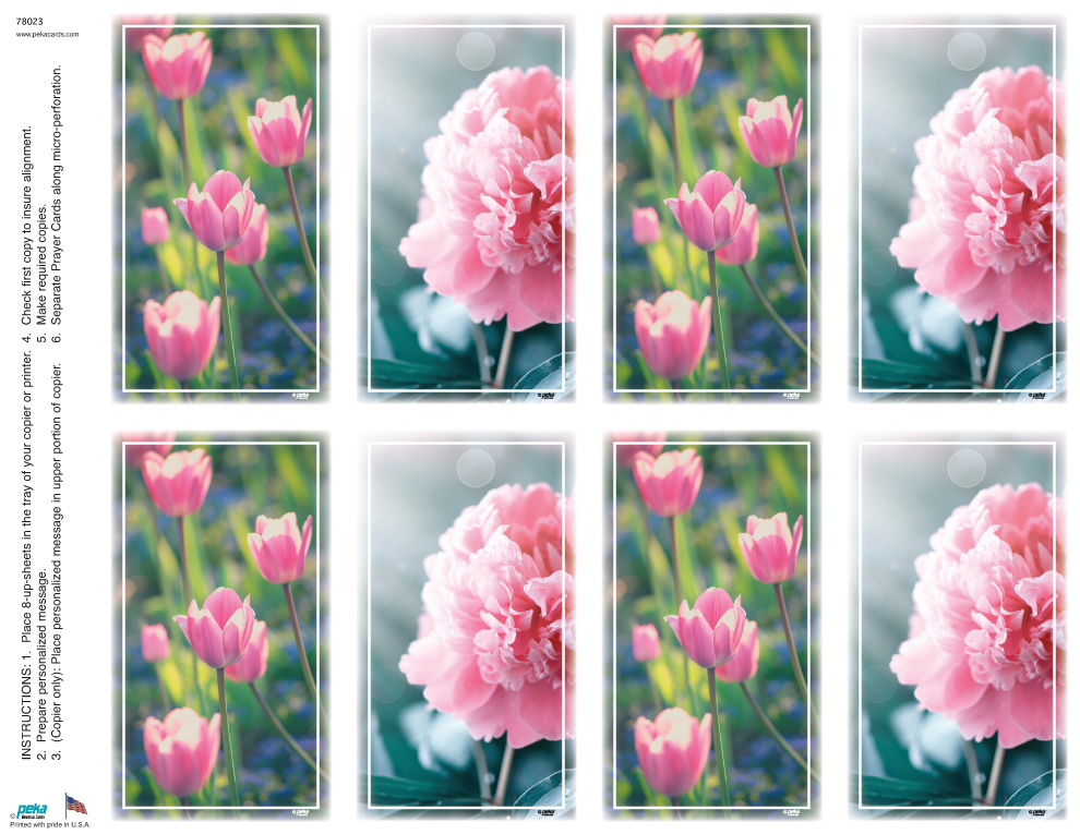Pink Floral <br>Premium 8-up Prayer Cards