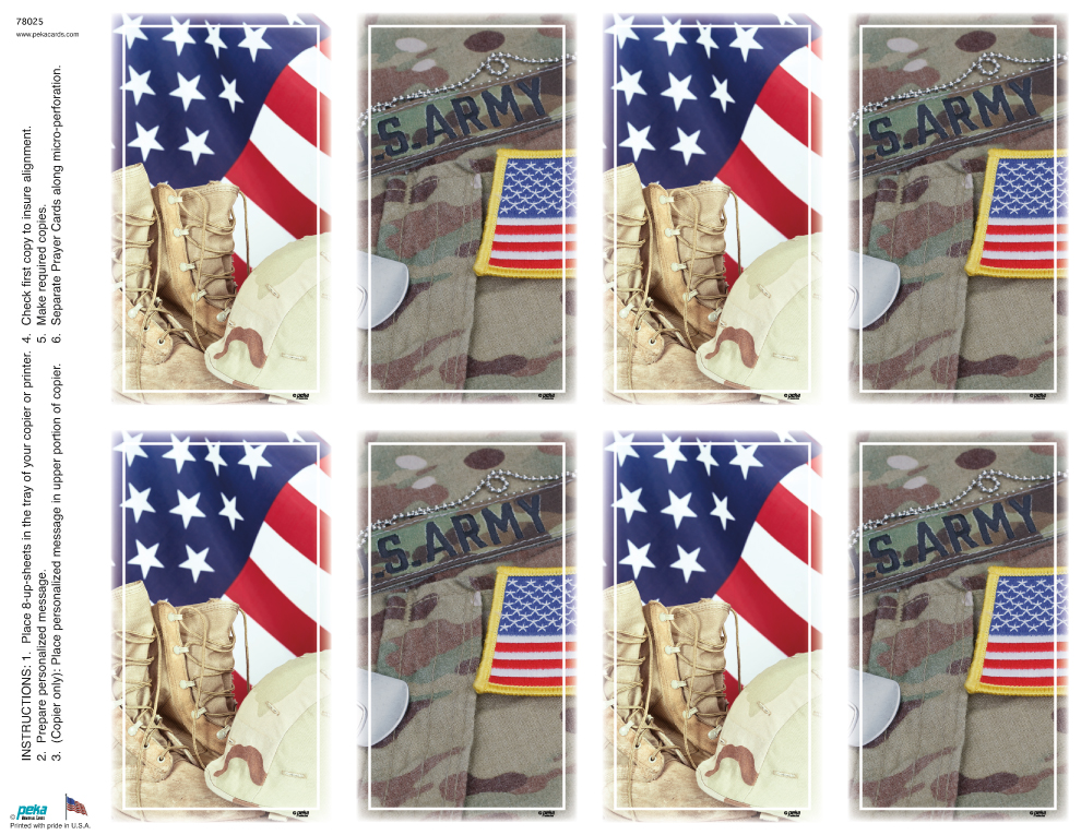 U.S. Army <br>Premium 8-up Prayer Cards