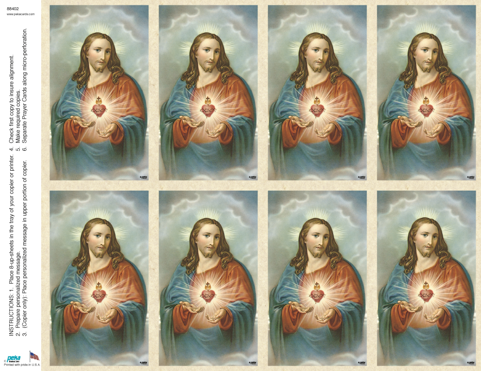Sacred Heart of Jesus <br>Classic 8-up Prayer Cards