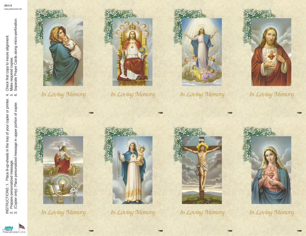 In Loving Memory <br>Classic 8-up Prayer Cards