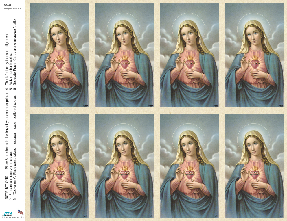 Immaculate Heart of Mary<br>Classic 8-up Prayer Cards