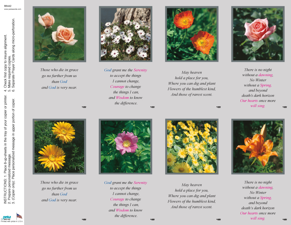 Floral Assortment with Verse <br>Classic 8-up Prayer Cards