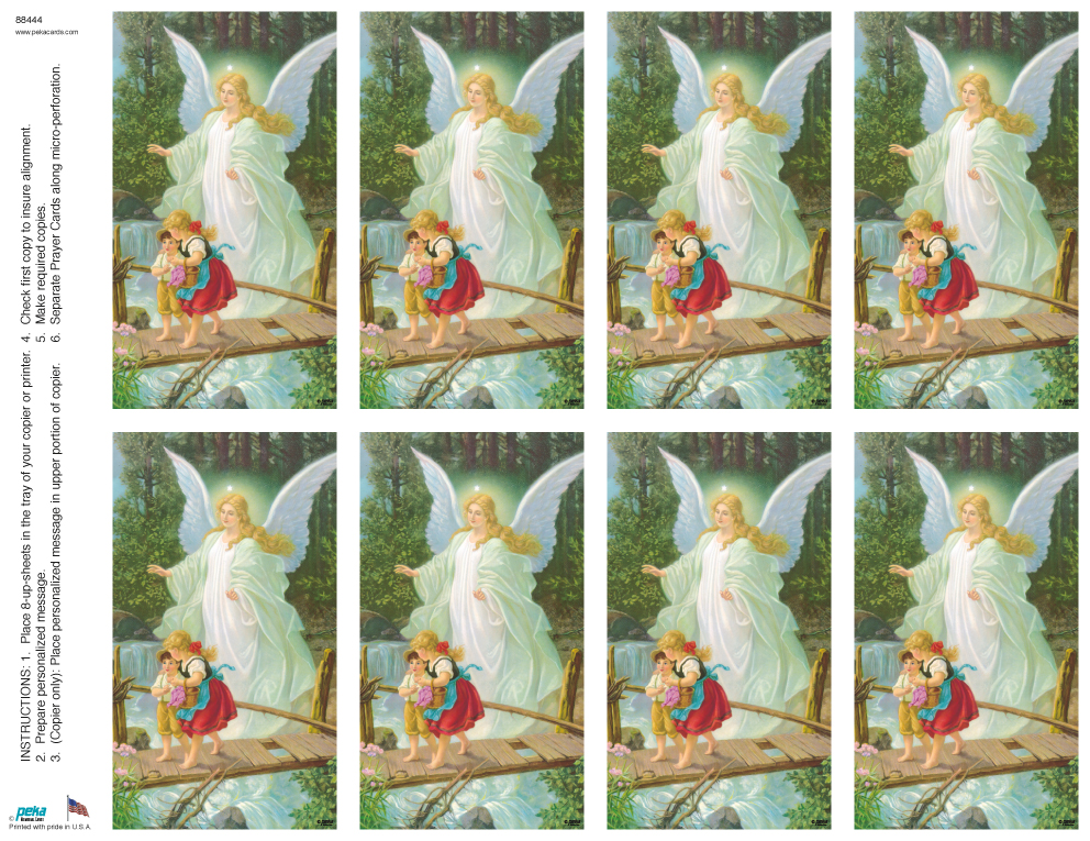 Guardian Angel with Children <br>Classic 8-up Prayer Cards