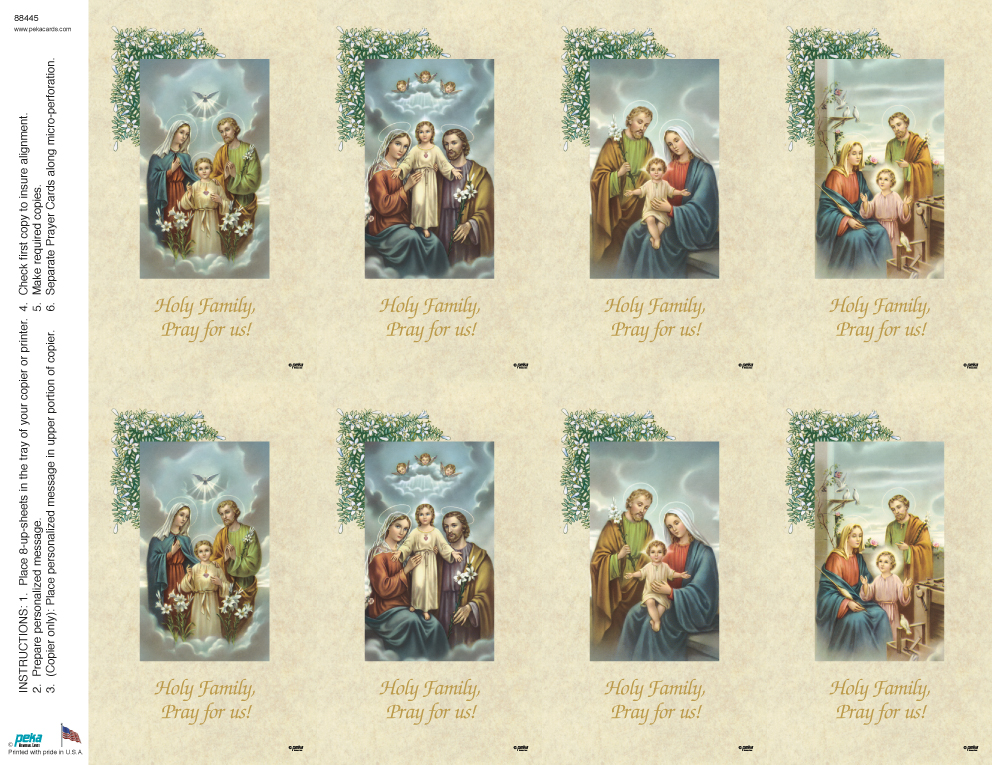 Holy Family Assortment <br>Classic 8-up Prayer Cards