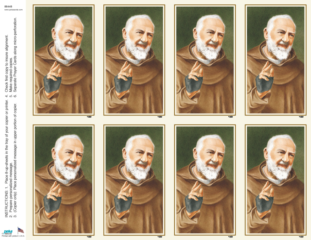 St. Pio <br>Classic 8-up Prayer Cards