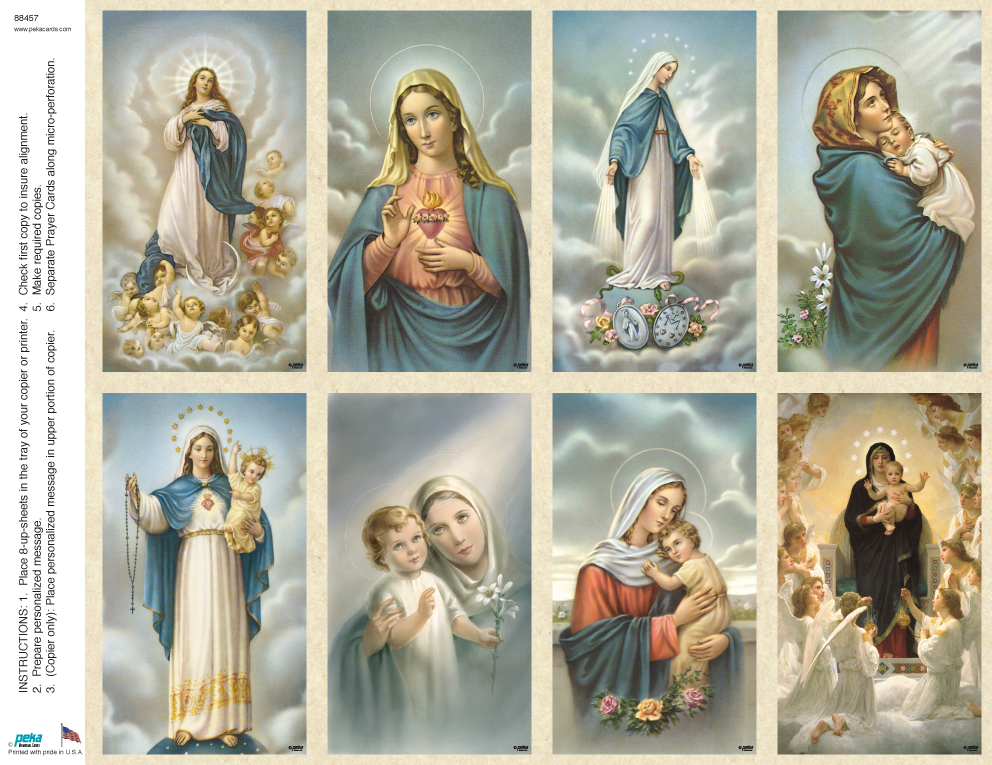 Mary Assortment Classic 8-up Prayer Cards