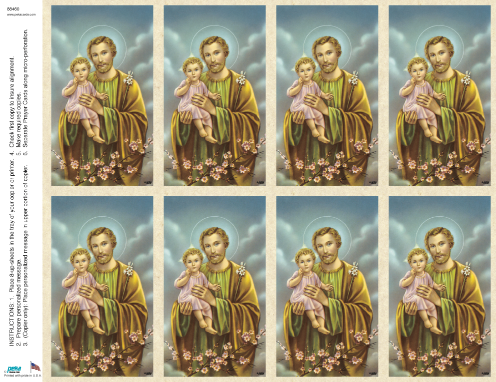 St. Joseph <br>Classic 8-up Prayer Cards