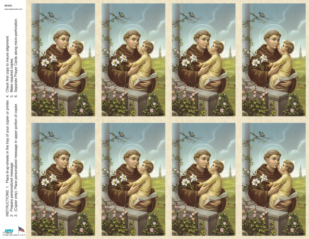 St. Anthony <br>Classic 8-up Prayer Cards