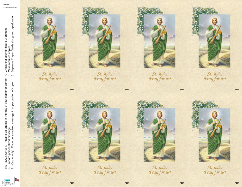St. Jude <br>Classic 8-up Prayer Cards