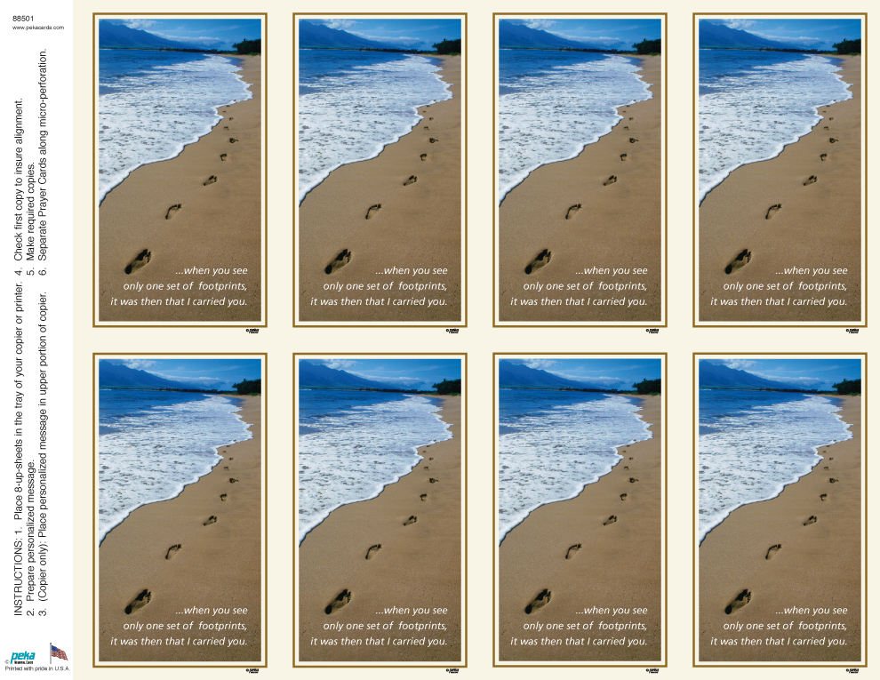 Footprints <br>Classic 8-up Prayer Cards