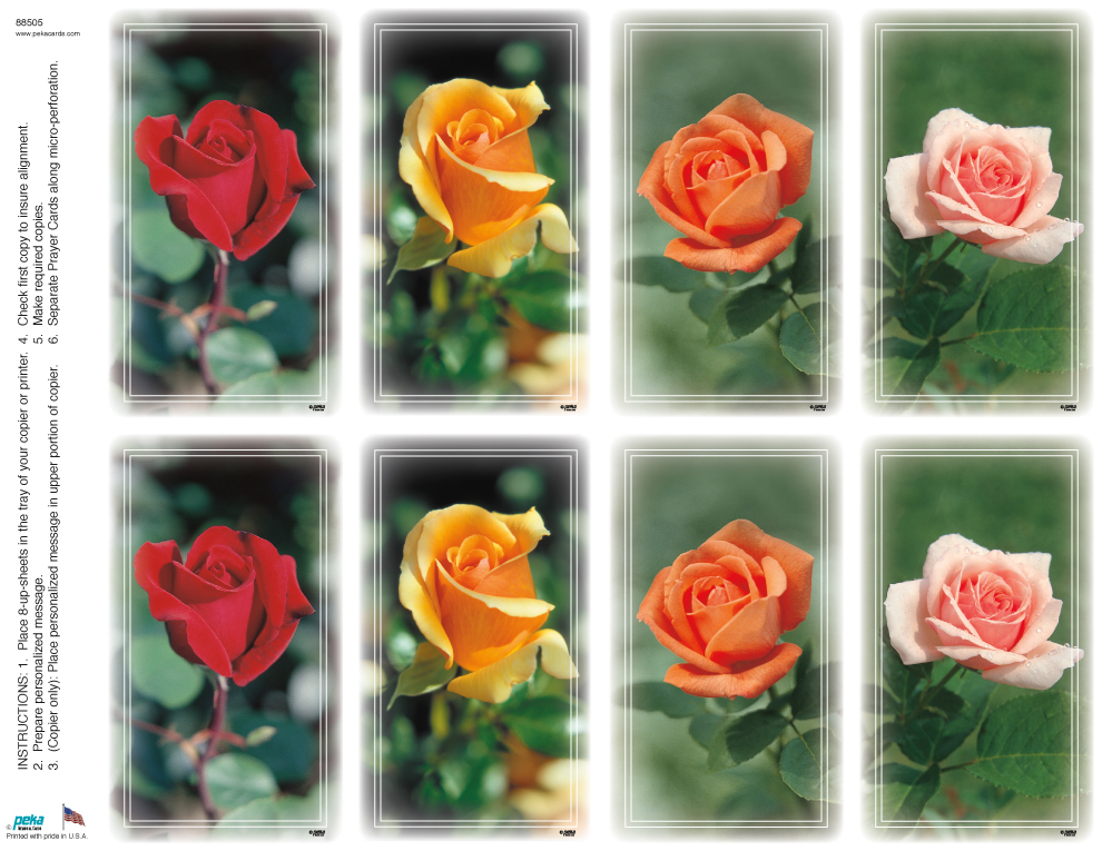 Rose Assortment <br>Classic 8-up Prayer Cards
