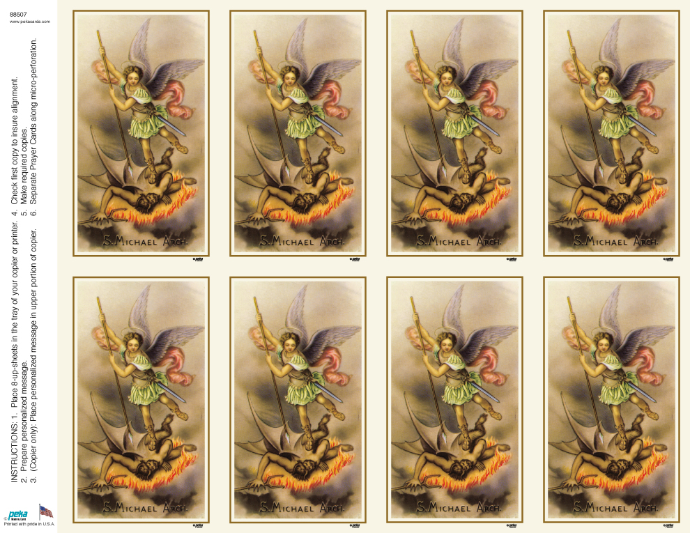 St. Michael <br>Classic 8-up Prayer Cards