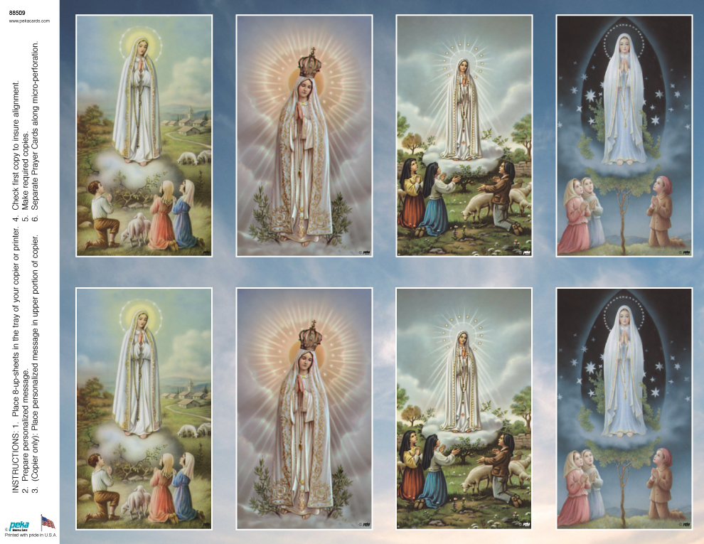 Our Lady of Fatima<br>Classic 8-up Prayer Cards