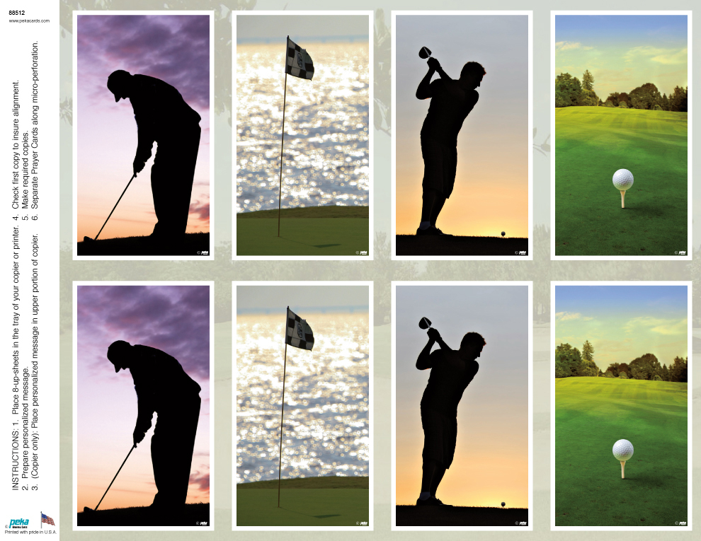 Golf Assortment (male) <br>Classic 8-up Prayer Cards