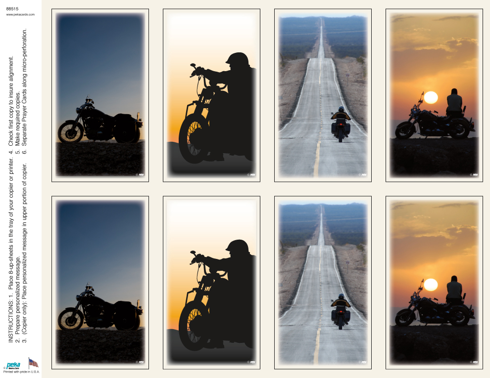 Motorcycle Assortment <br>Classic 8-up Prayer Cards
