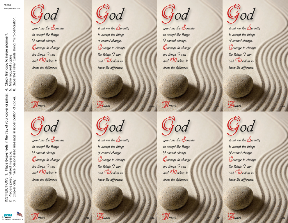 Serenity Prayer <br>Classic 8-up Prayer Cards