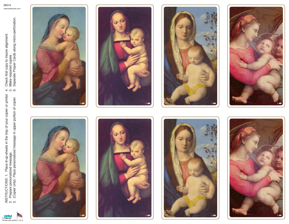 Madonna Assortment <br>Classic 8-up Prayer Cards