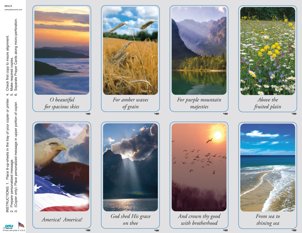America the Beautiful <br>Classic 8-up Prayer Cards