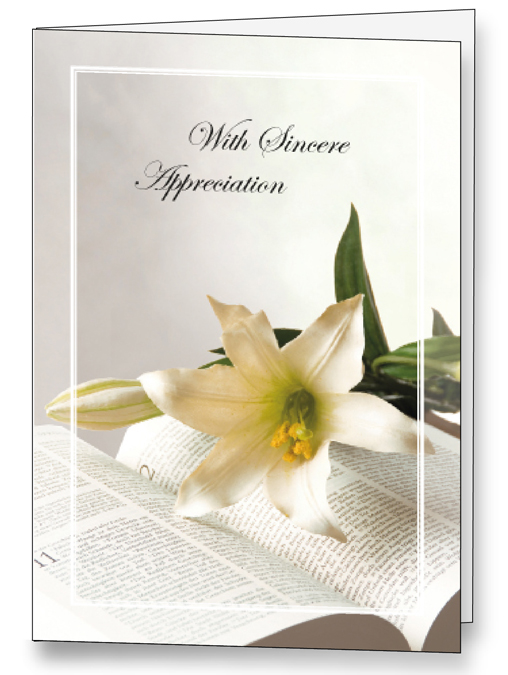 Lily with Bible <br>Acknowledgement Cards <br>25 per box